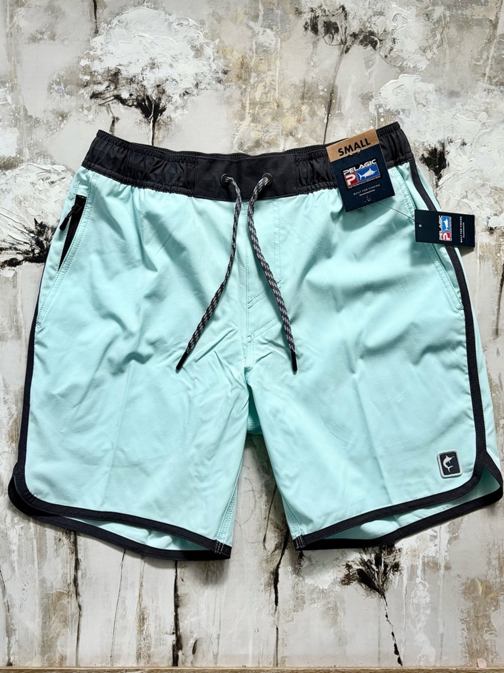 Pelagic Men’s Mint Swim Board Shorts with Black Waistband